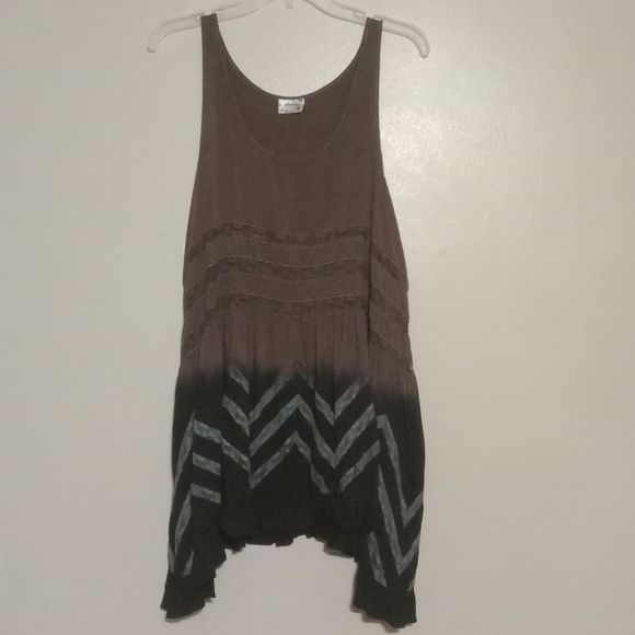 Intimately Free People mini dress Brown/Black Slip Dress - Voile Trapeze - Picture 3 of 16
